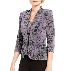 Two piece evening set with sliver glitter